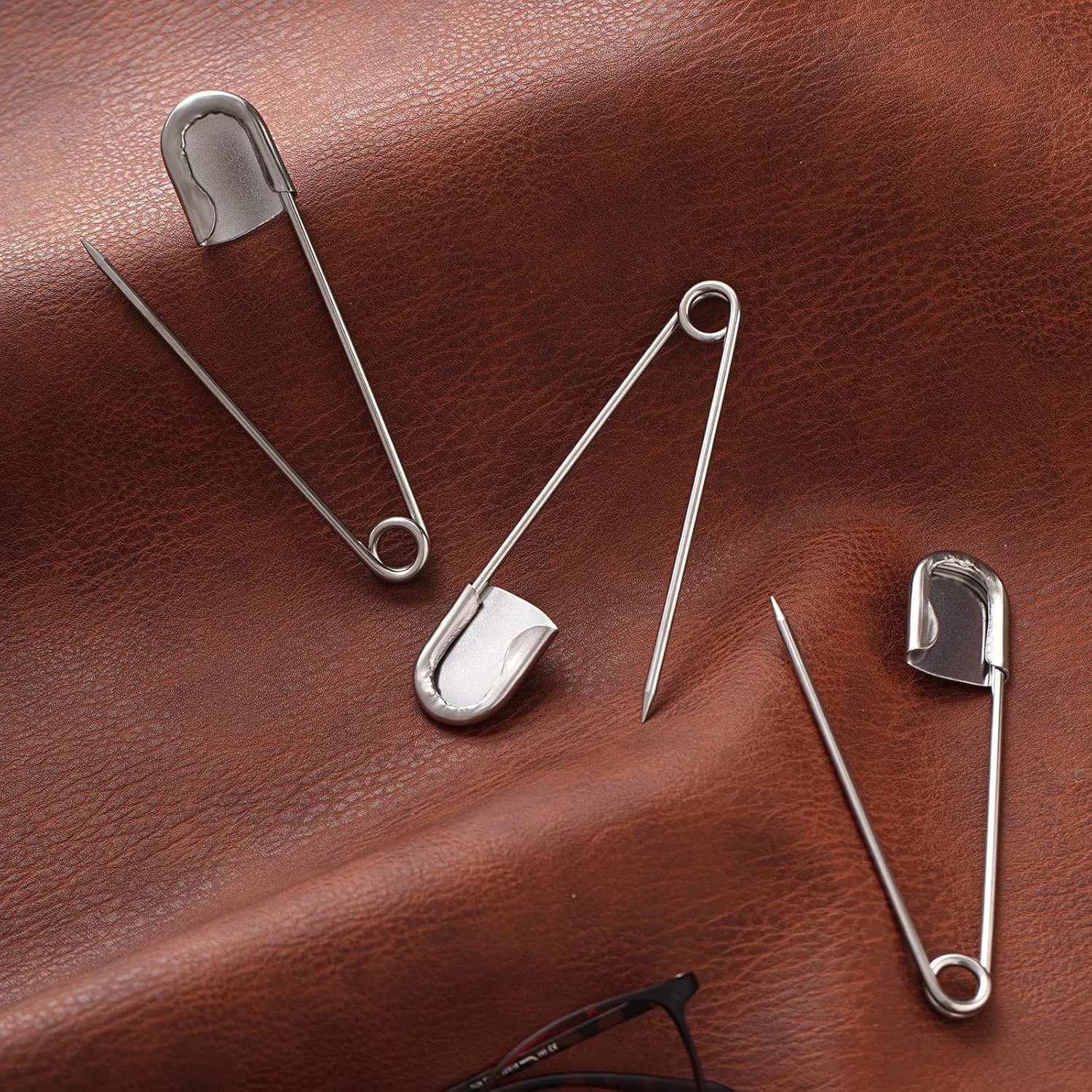 Juexica 10 Pcs 5 Inch Jumbo Stainless Steel Safety Pins Large Heavy Duty Huge Strong Laundry Pins for Upholstery Sewing Quilting Key Rings Craft Outdoor (Silver)