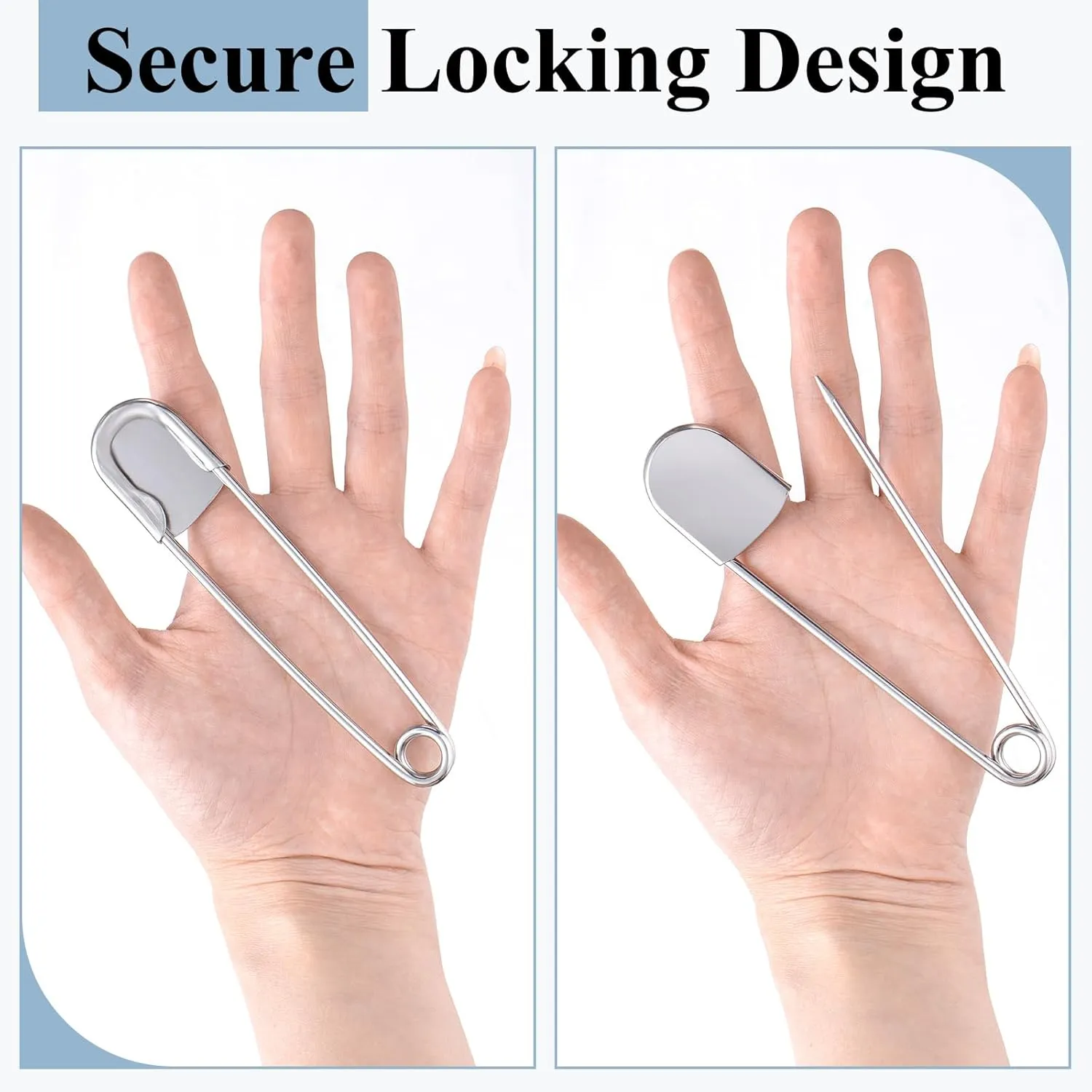 Juexica 15 Pcs 5 Inch Jumbo Stainless Steel Safety Pins Large Heavy Duty Huge Strong Laundry Pins for Upholstery Sewing Quilting Key Rings Craft Outdoor (Silver)