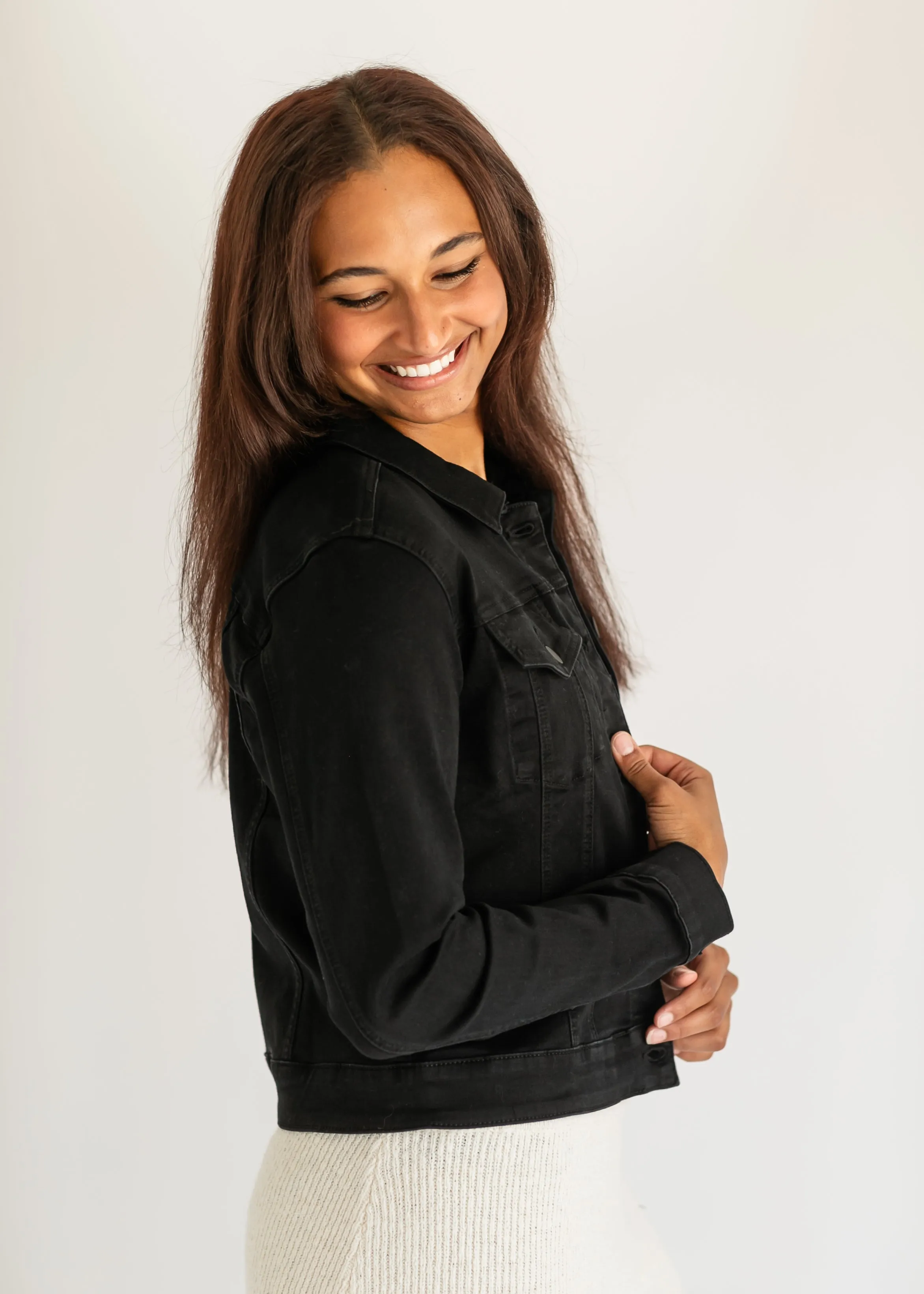 Julia Crop Black Denim Jacket - FINAL SALE