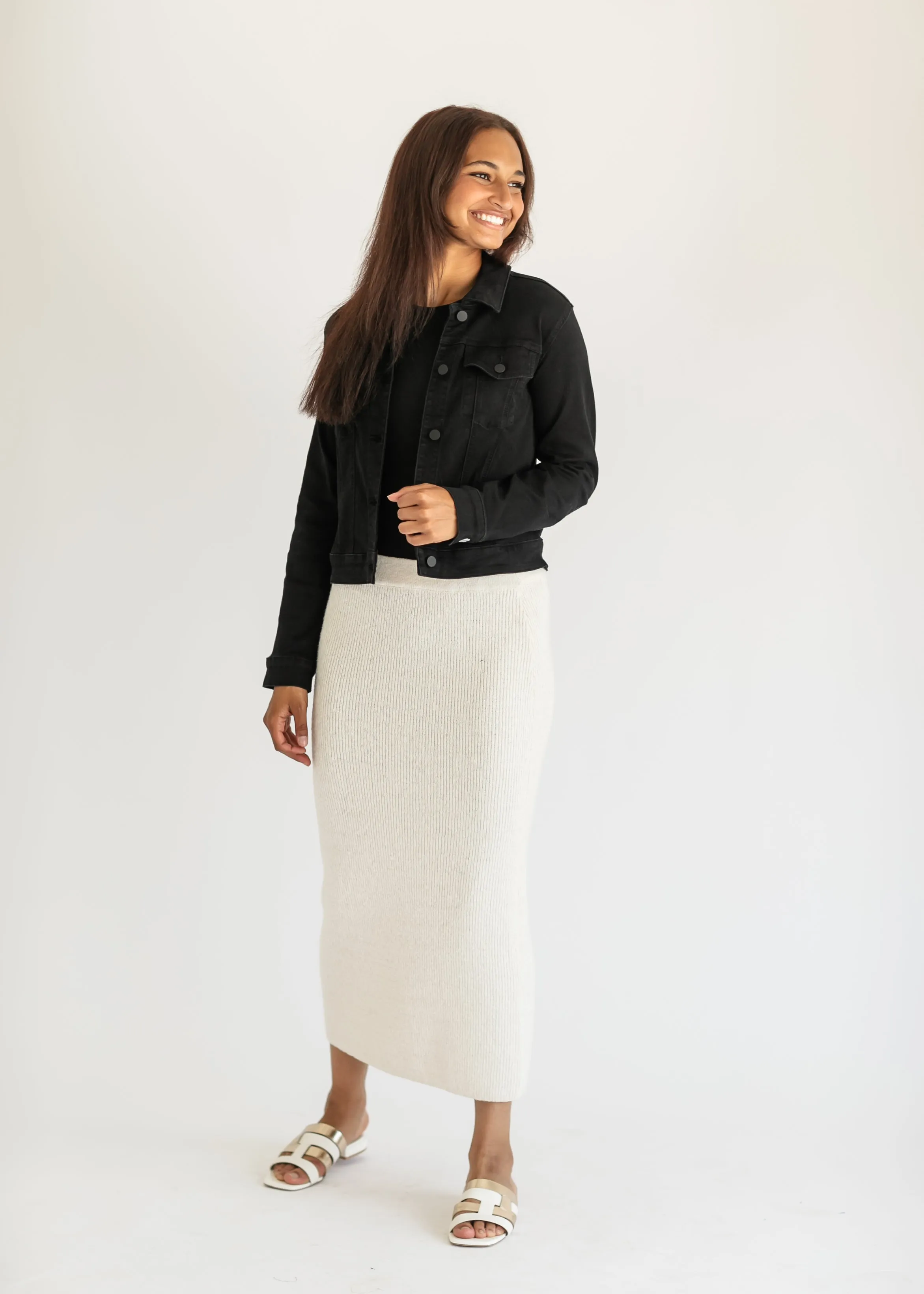Julia Crop Black Denim Jacket - FINAL SALE