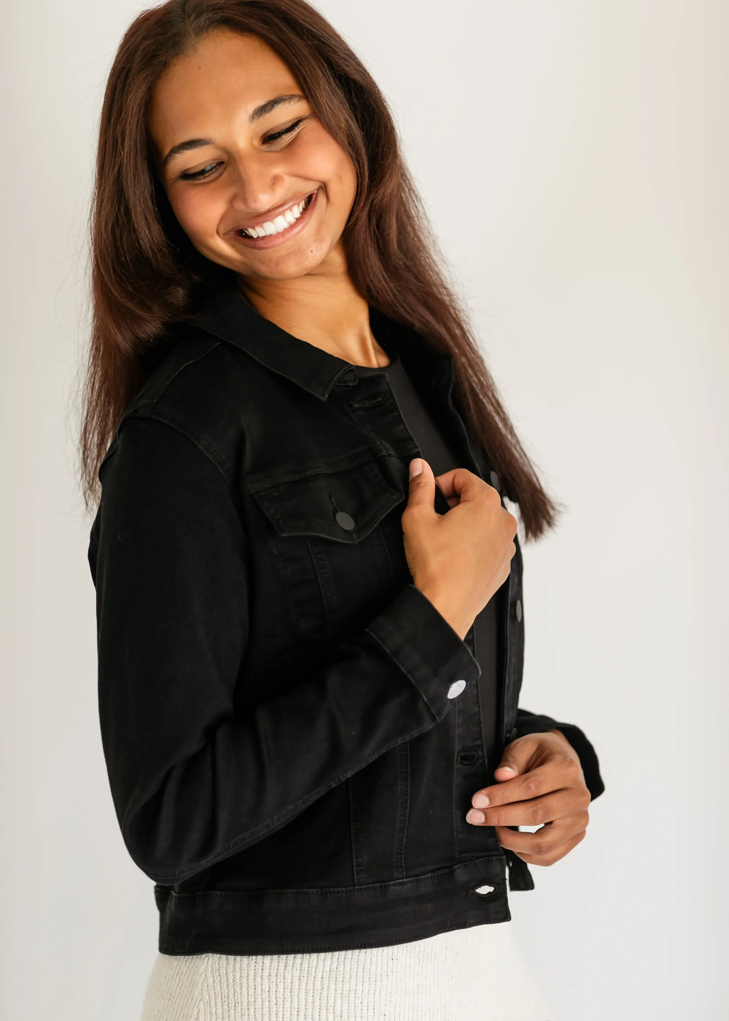 Julia Crop Black Denim Jacket - FINAL SALE