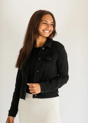 Julia Crop Black Denim Jacket - FINAL SALE