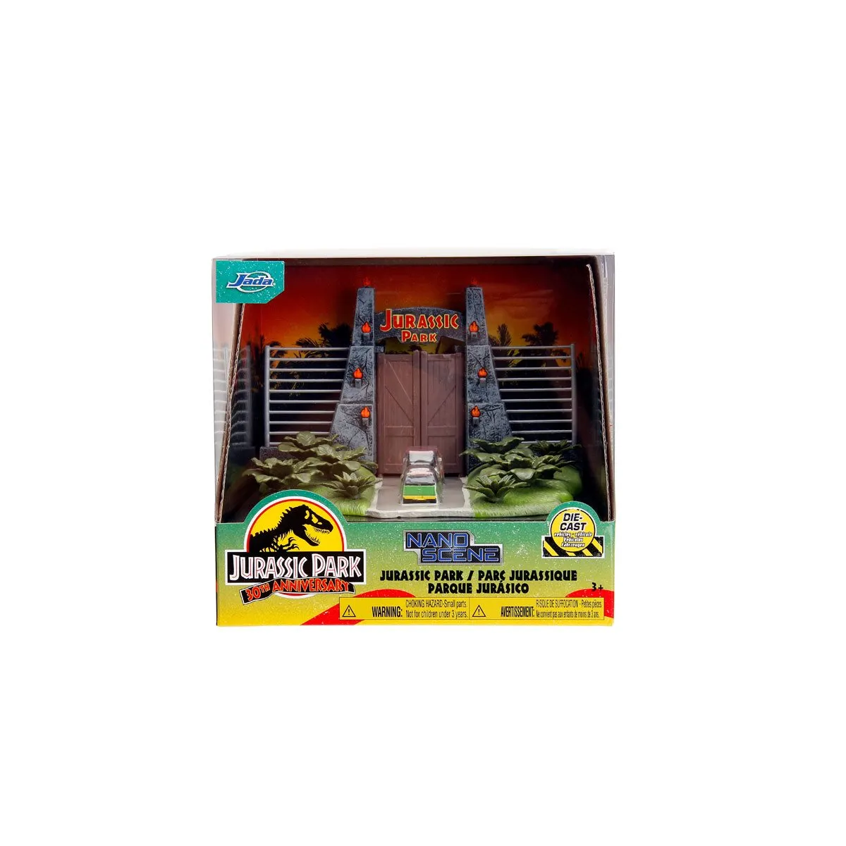 Jurassic Park Gate and Nano Hollywood Rides Vehicle Diorama - Jada