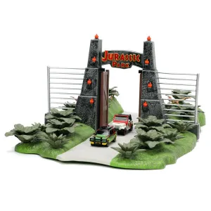 Jurassic Park Gate and Nano Hollywood Rides Vehicle Diorama - Jada