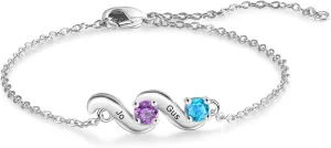 kaululu Gifts for Women Personalized Birthstone Bracelets for Mom Custom Name Bracelet for Women with 2/3/4/5 Names Gifts for Mom Wife Grandma Christmas Gift for Women Mother's Day Gift