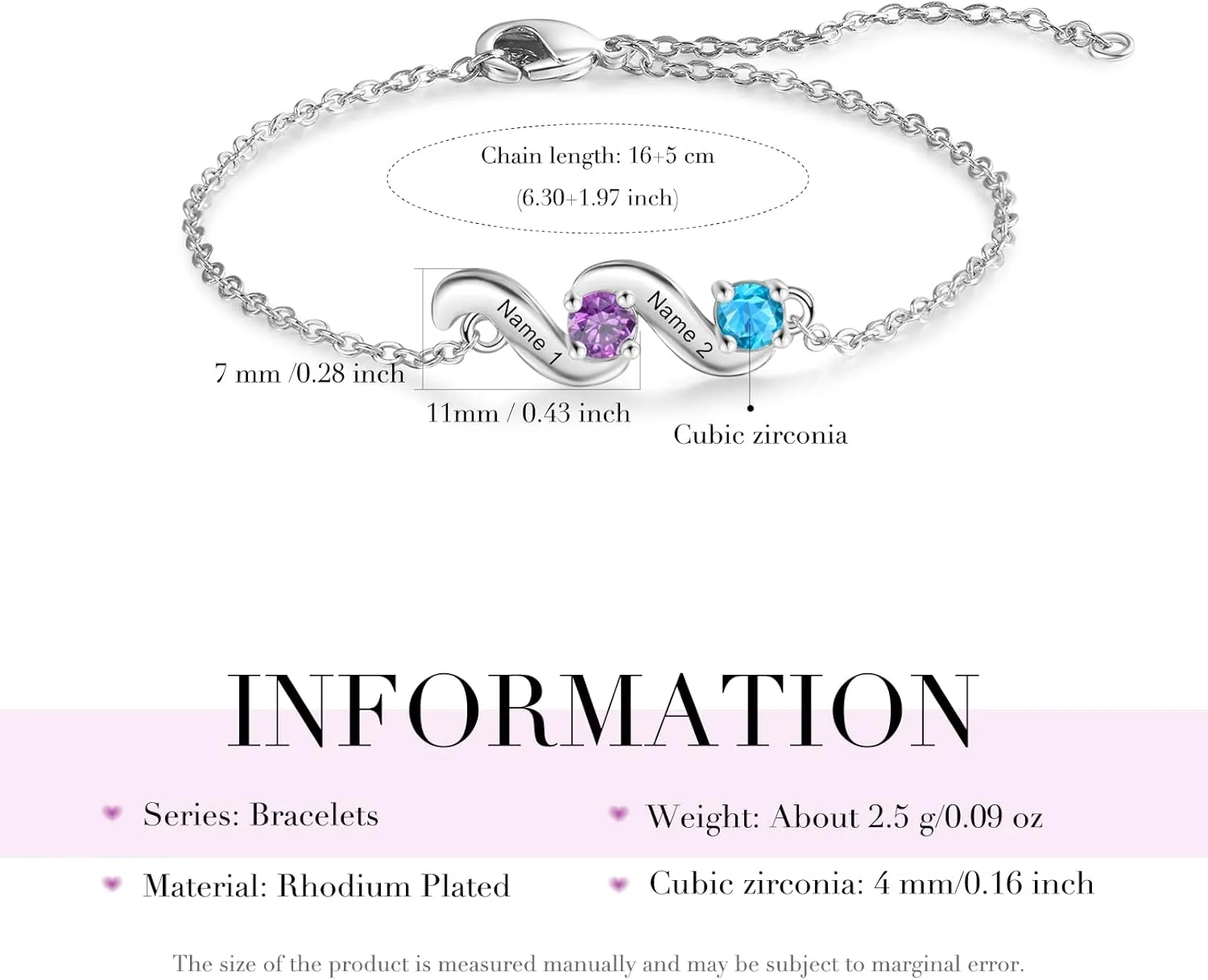 kaululu Gifts for Women Personalized Birthstone Bracelets for Mom Custom Name Bracelet for Women with 2/3/4/5 Names Gifts for Mom Wife Grandma Christmas Gift for Women Mother's Day Gift
