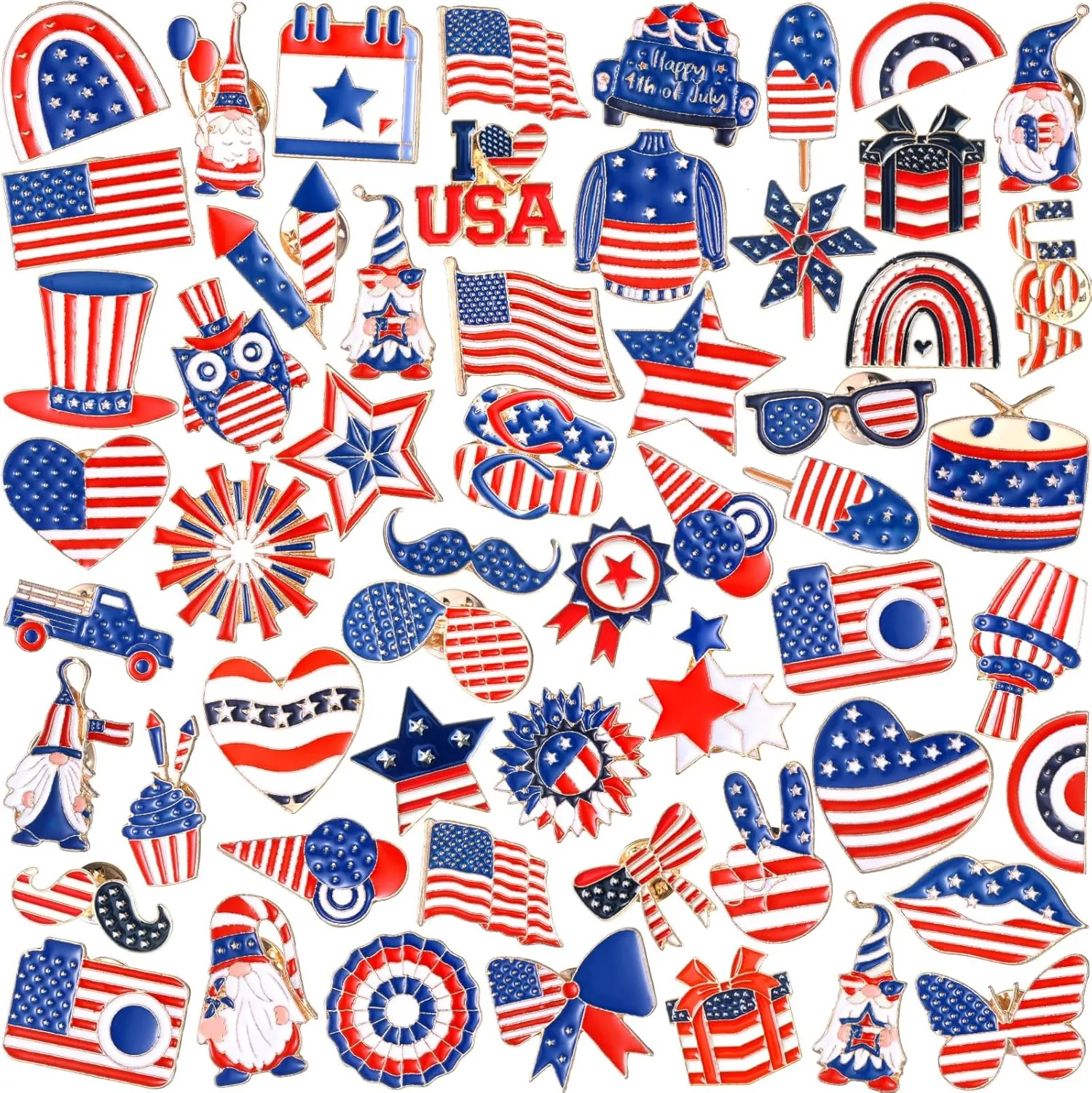 Kenning 100 Pcs American Flag Pins Bulk 4th of July Patriotic Brooch USA Memorial Day Lapel Pins Gift Backpacks Red White and Blue Brooch Veteran Military Gift for Clothes Bags Accessories