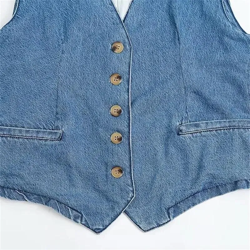 Kesha Denim Waistcoat Top