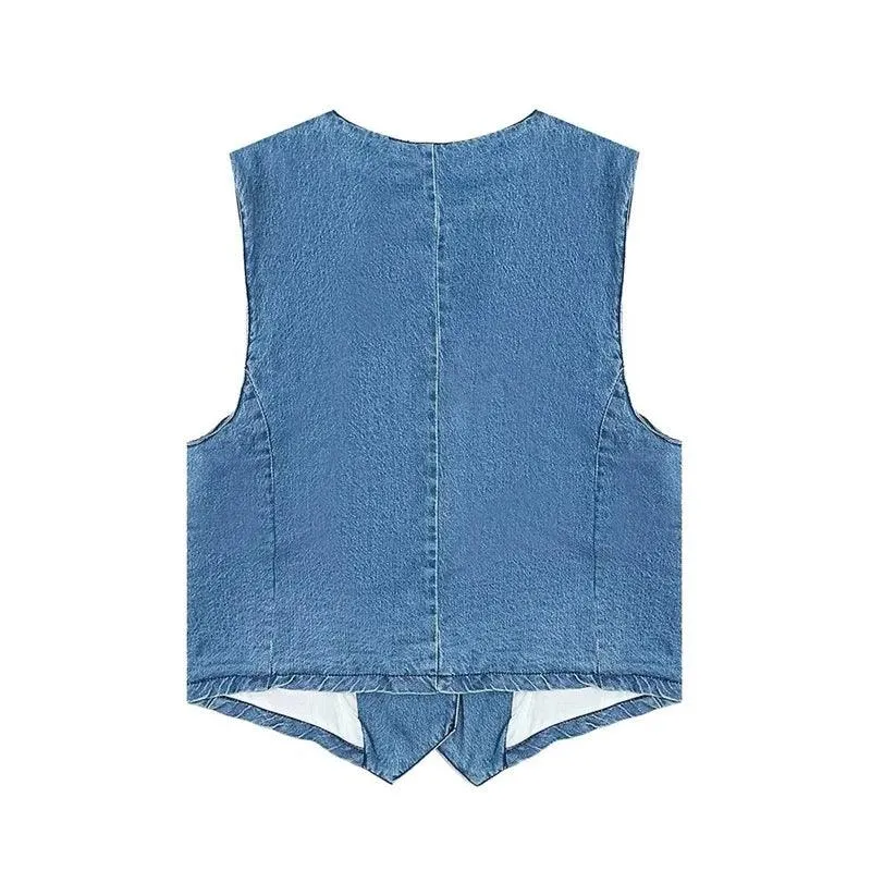 Kesha Denim Waistcoat Top