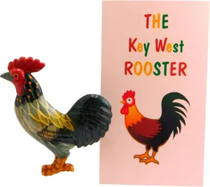 Key West Rooster Acrylic Lapel Set with Florida Keys Legend Story Card