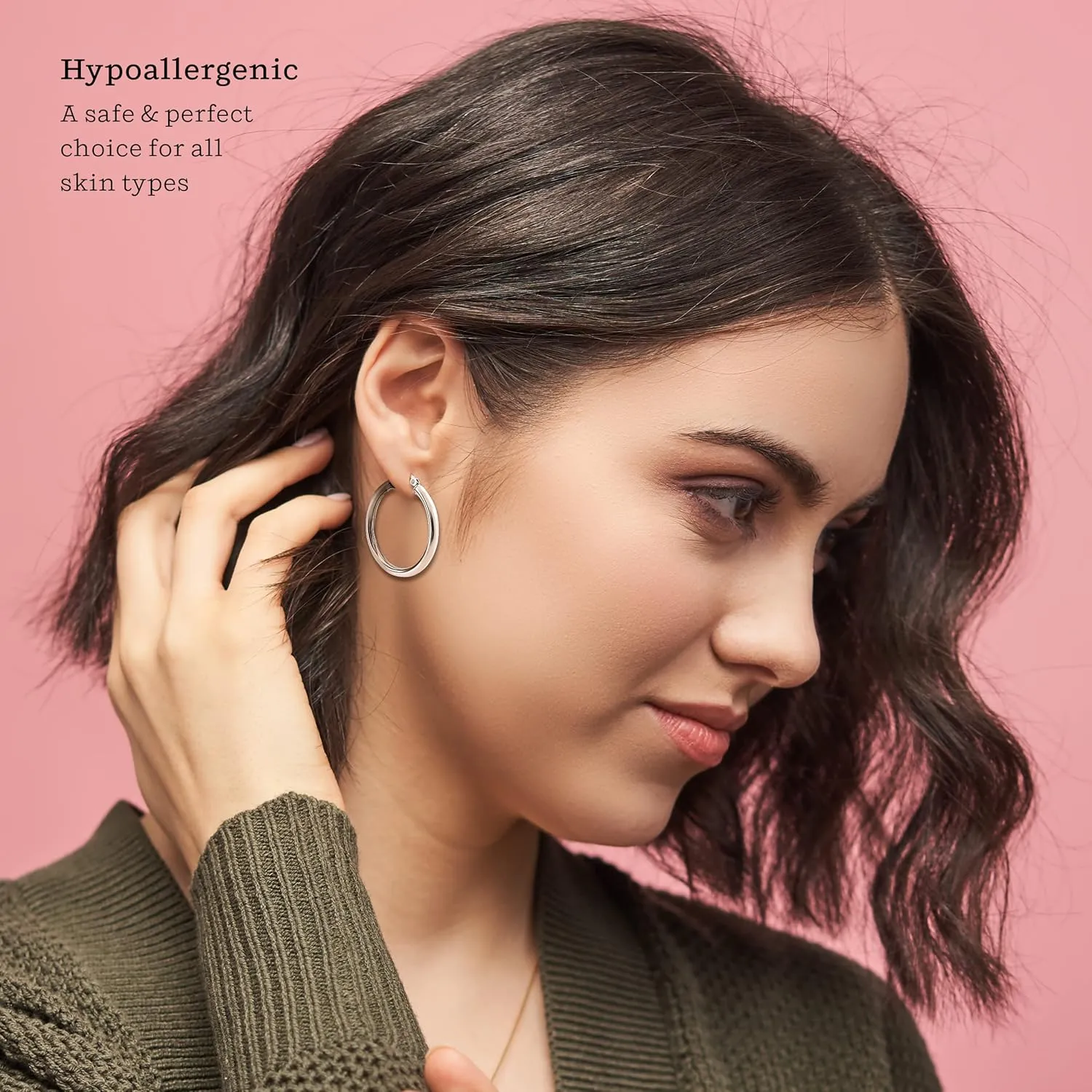 KEZEF 925 Silver Hoop Earrings for Women - Small & Large Sterling Silver Hoop Earrings for Men - Hypoallergenic Silver Earrings Available in 10mm-50mm