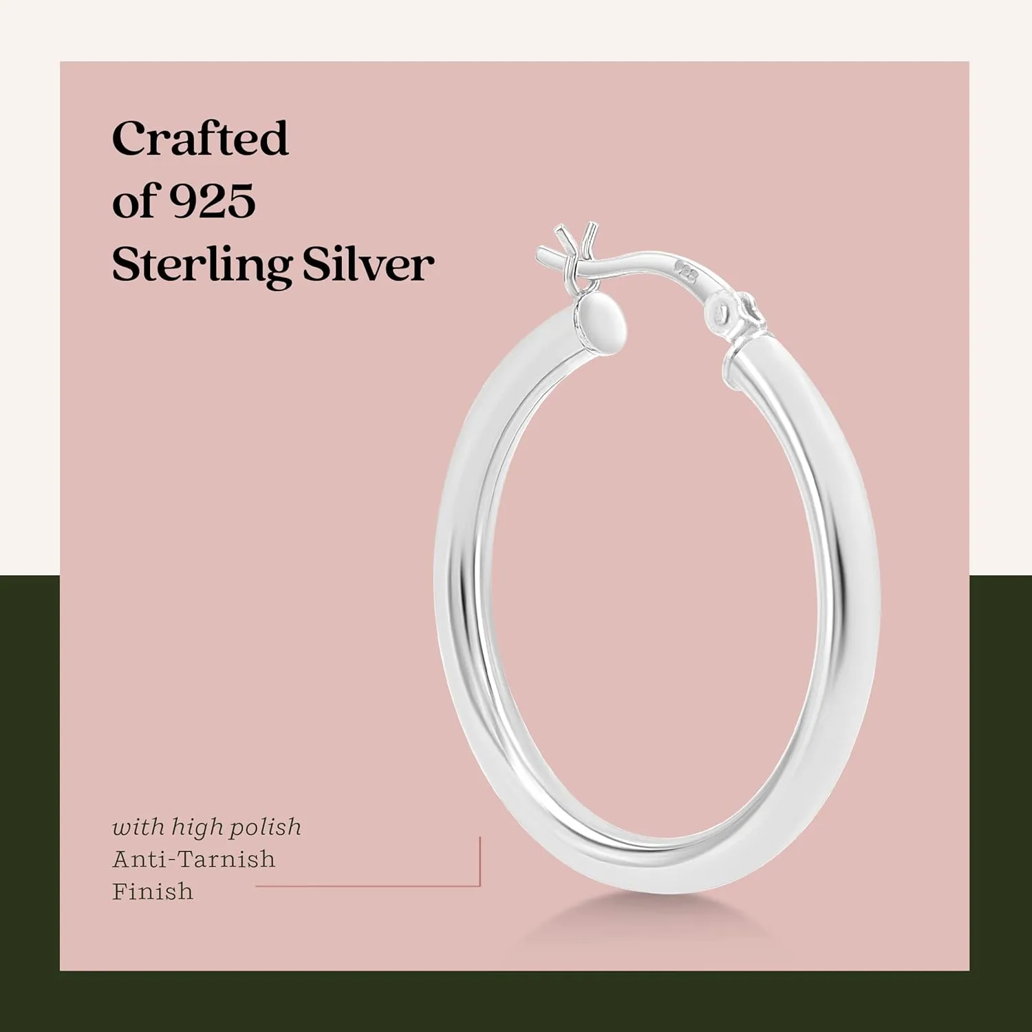 KEZEF 925 Silver Hoop Earrings for Women - Small & Large Sterling Silver Hoop Earrings for Men - Hypoallergenic Silver Earrings Available in 10mm-50mm