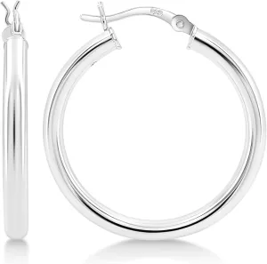 KEZEF 925 Silver Hoop Earrings for Women - Small & Large Sterling Silver Hoop Earrings for Men - Hypoallergenic Silver Earrings Available in 10mm-50mm