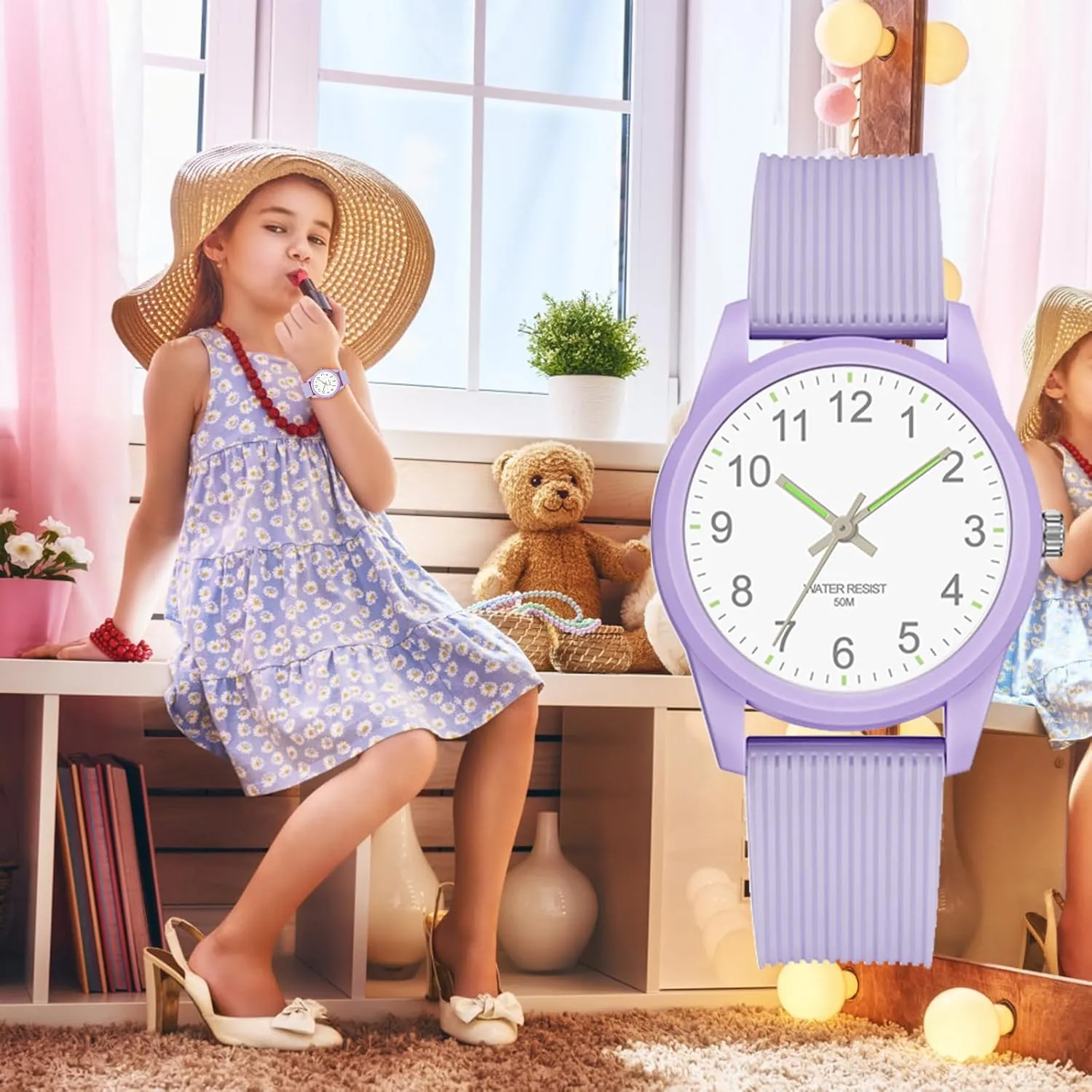 Kids Analog Watches for Girls Boys Watches with Soft Band Learning Time 50M Waterproof Children Watch Easy to Read for Ages 4-12 Kids Gift