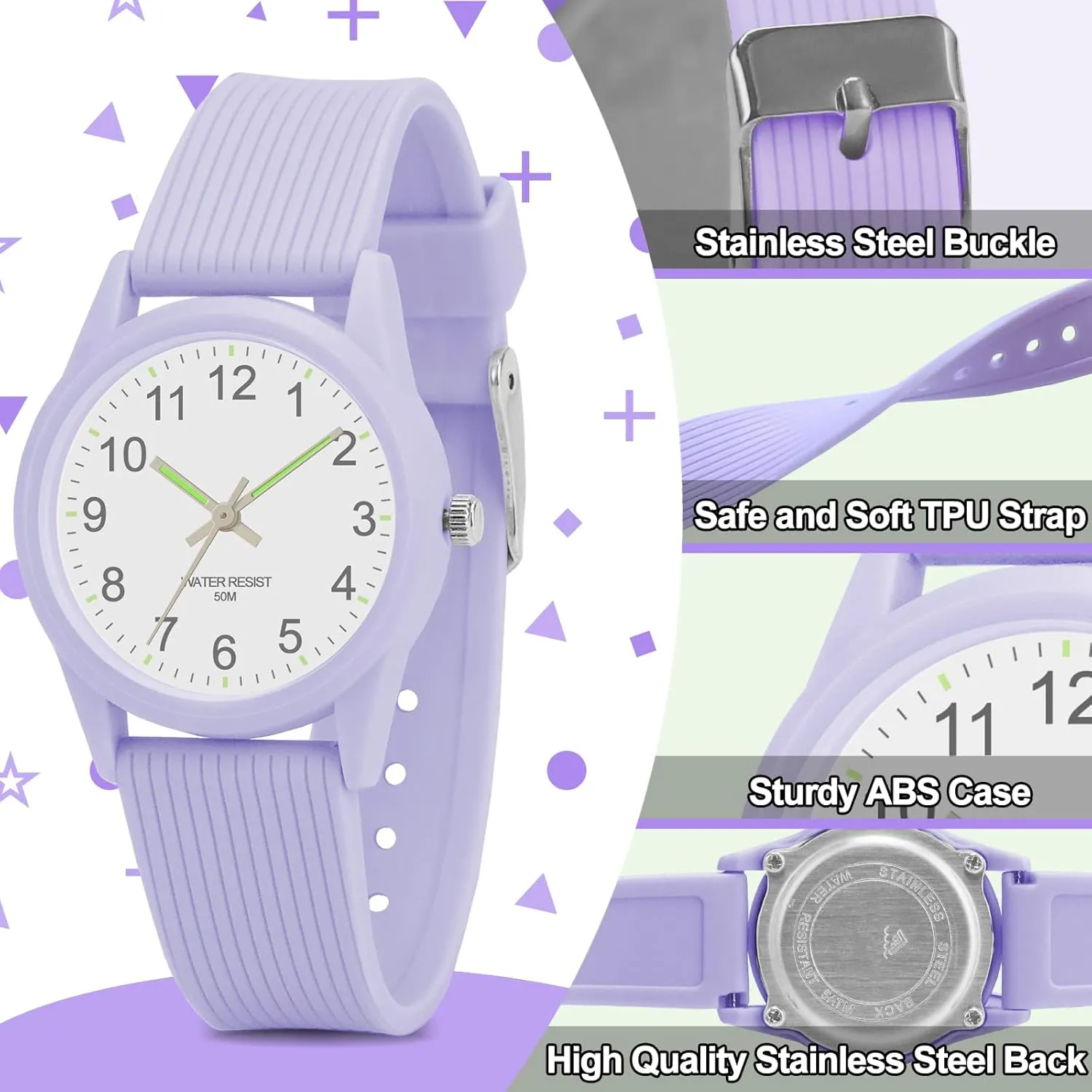 Kids Analog Watches for Girls Boys Watches with Soft Band Learning Time 50M Waterproof Children Watch Easy to Read for Ages 4-12 Kids Gift