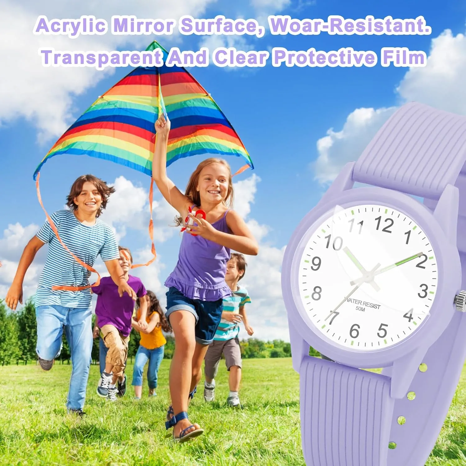 Kids Analog Watches for Girls Boys Watches with Soft Band Learning Time 50M Waterproof Children Watch Easy to Read for Ages 4-12 Kids Gift
