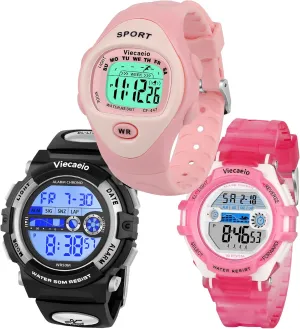 Kids Shock and Water Resistant Sports Watch 3 Piece Gift Set for Boys and Girls