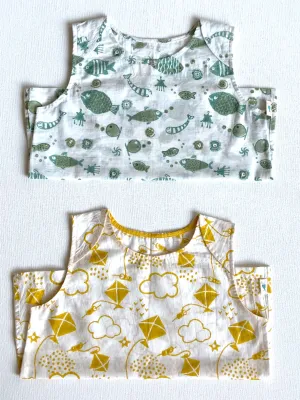 Kids Unisex Organic Koi Jhabla  Bag - Patang And Mint Koi