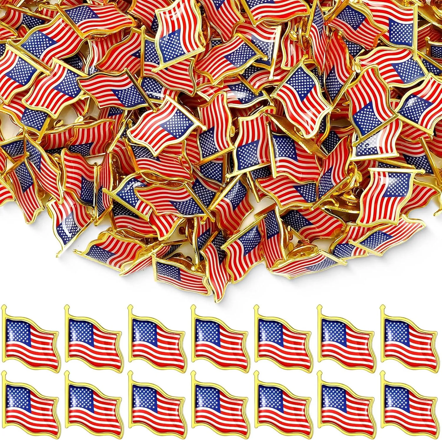Kigeli 300 Pcs American Flag Lapel Pins - 4th of July & Veterans Day Patriotic Pins