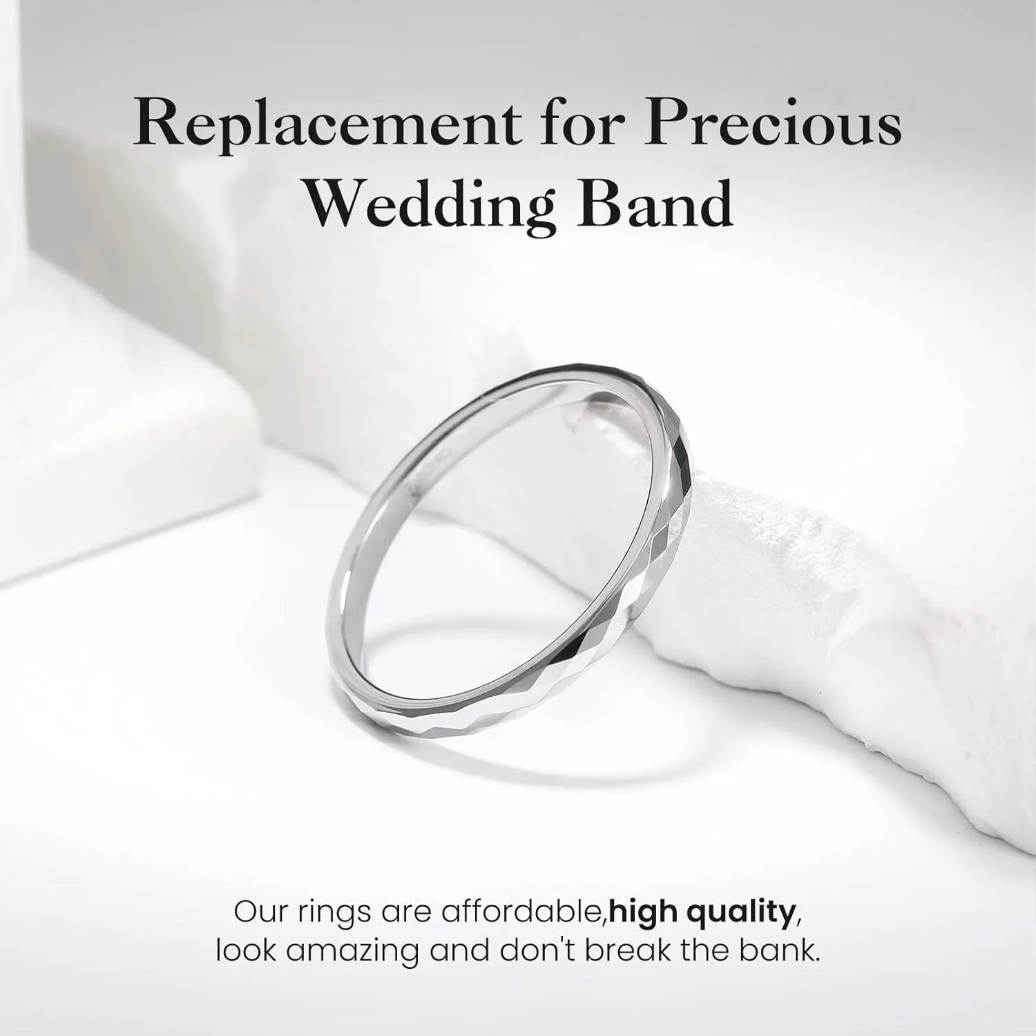 King Will Tungsten Carbide Wedding Ring for Men Women Promise Ring for Couple 2mm/4mm/6mm Black/Silver/Gold/Rose Gold Multi-faceted Shining Luster High Polished Wedding Band Comfort Fit