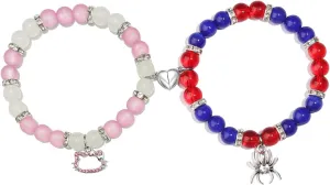 Korotho Matching Bracelets for Couples Best Friend, Spider Kitty Charm Bracelets Christmas Gifts Bff Friendship Matching Jewelry Long Distance Relationship Bracelets for Couples Family Friends Bf Gf