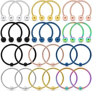 Kridzisw 20G Nose Septum Rings Surgical Steel Horseshoes Captive Bead Nose Hoop Rings Septum Lip Eyebrow Rings Tragus Helix Cartilage Rook Daith Earring Hoop Piercing Jewelry for Women Men 8mm 10mm