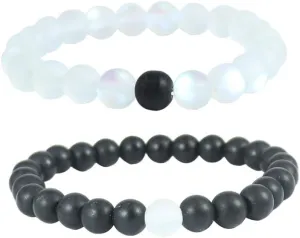 KSQS Long Distance Bracelets For Couples, His And Hers Black Onyx Turquoise Forever Stone Bead Bracelet For Lovers, Crystal Healing Gemstone Bracelet For Woman Man(2pcs)