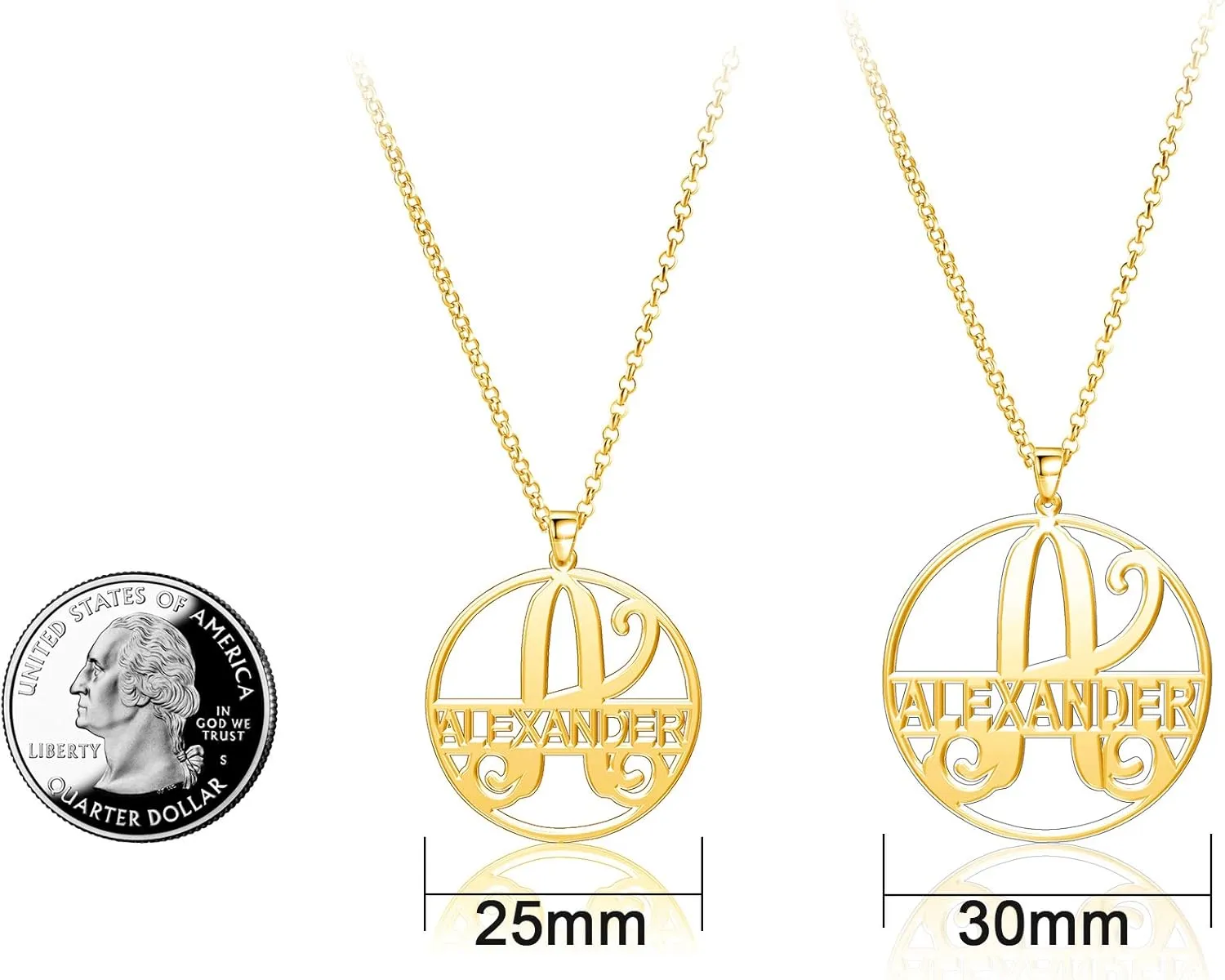 Kyrie Necklace Silver 925 Pendants Personalized Monogrammed Name Plates