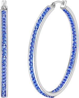 Large Rose Gold Stainless Steel Hoop Earrings for Women, Big Hypoallergenic Hoops Earring ARSKRO Huge Cubic Zirconia Rhinestone Crystal Basketball 50mm 2 inch Ear Ring Jewelry Gifts for Women Mens Sensitive Ears