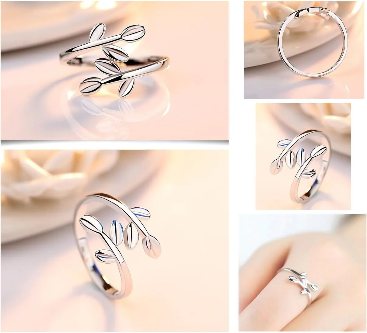 lauhonmin 3pcs S925 Sterling Silver Open Rings Set Finger Ring Joint Ring Toe Ring Beach Jewelry Gifts for Women Adjustable
