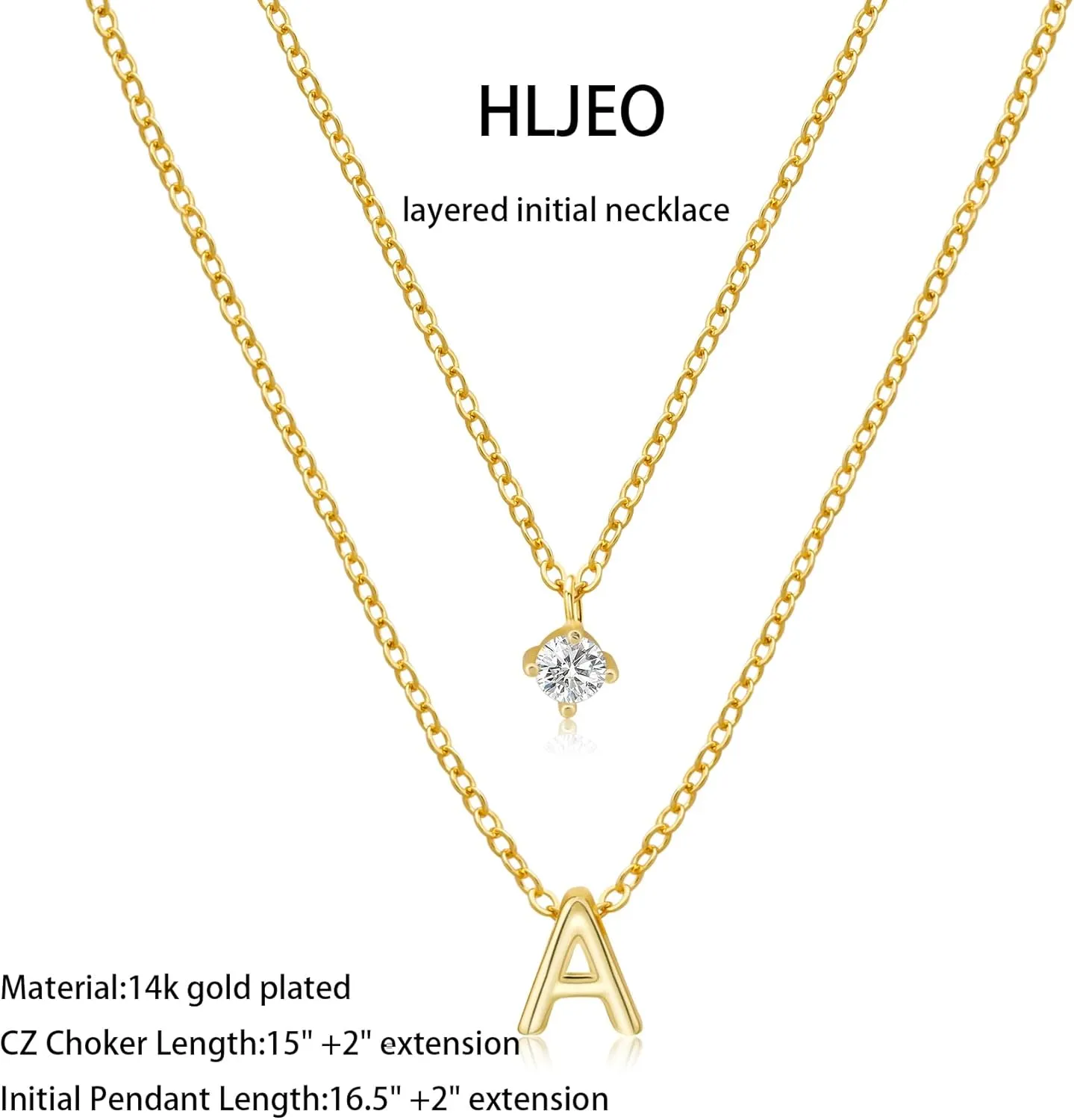 Layered Initial Necklaces for Women, 14k Gold Plated Cute Letter Necklace Dainty Gold Initial Necklace Stack Personalized Name Choker Charm Gold Necklaces for Women Trendy Fashion Jewelry