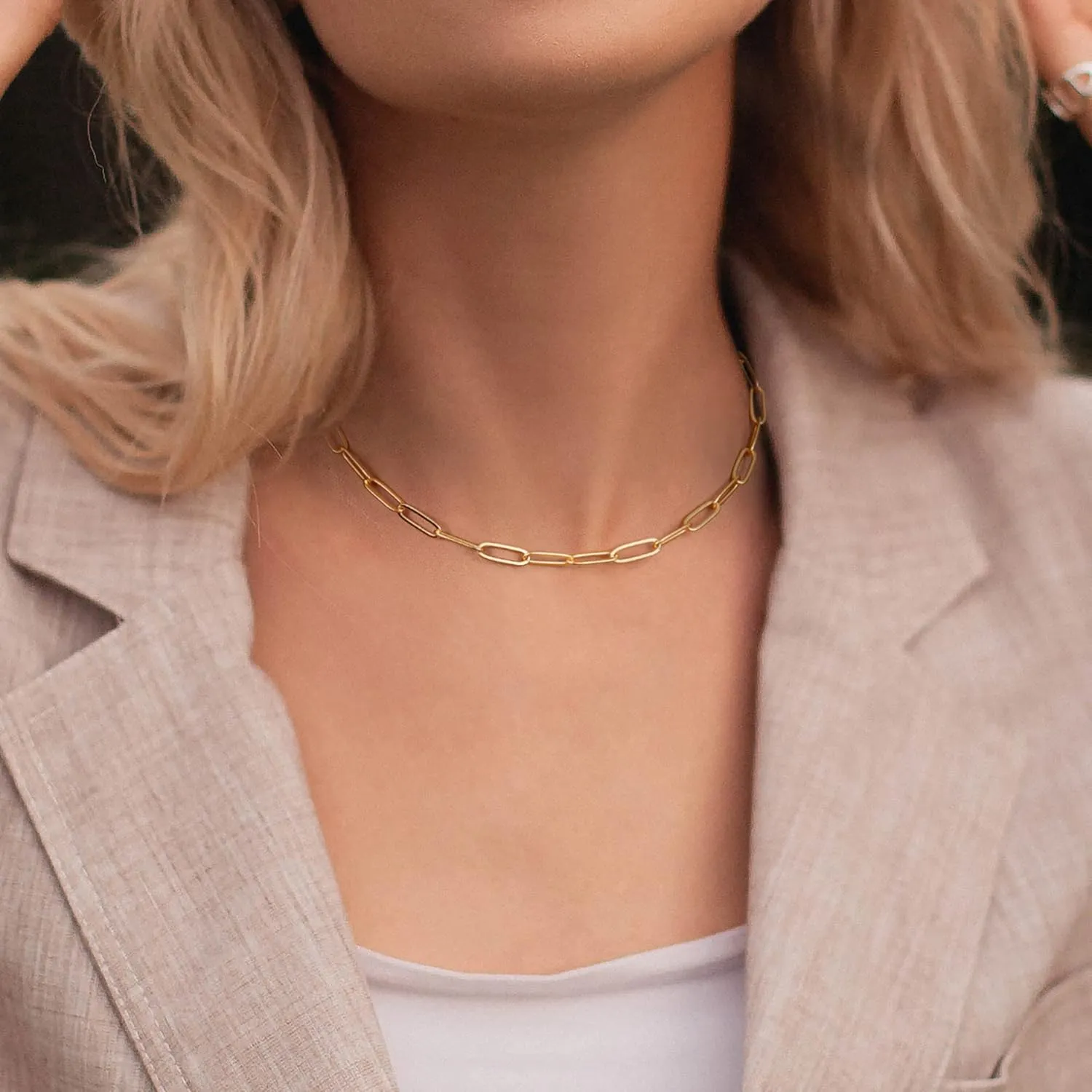 Layered Initial Necklaces for Women, 14K Gold Plated Paperclip Chain Necklace Round Gold Necklace Letter Pendant Layering Initial Necklaces for Women Gold Jewelry for Women Gifts