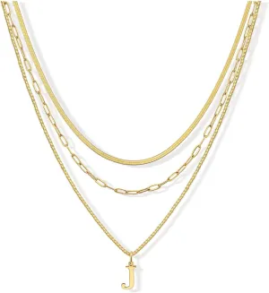 Layered Initial Necklaces for Women Gold Letter Necklace for Women