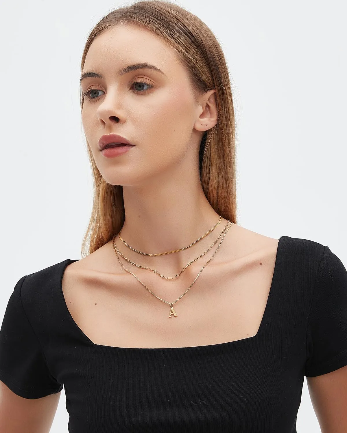 Layered Initial Necklaces for Women Gold Letter Necklace for Women