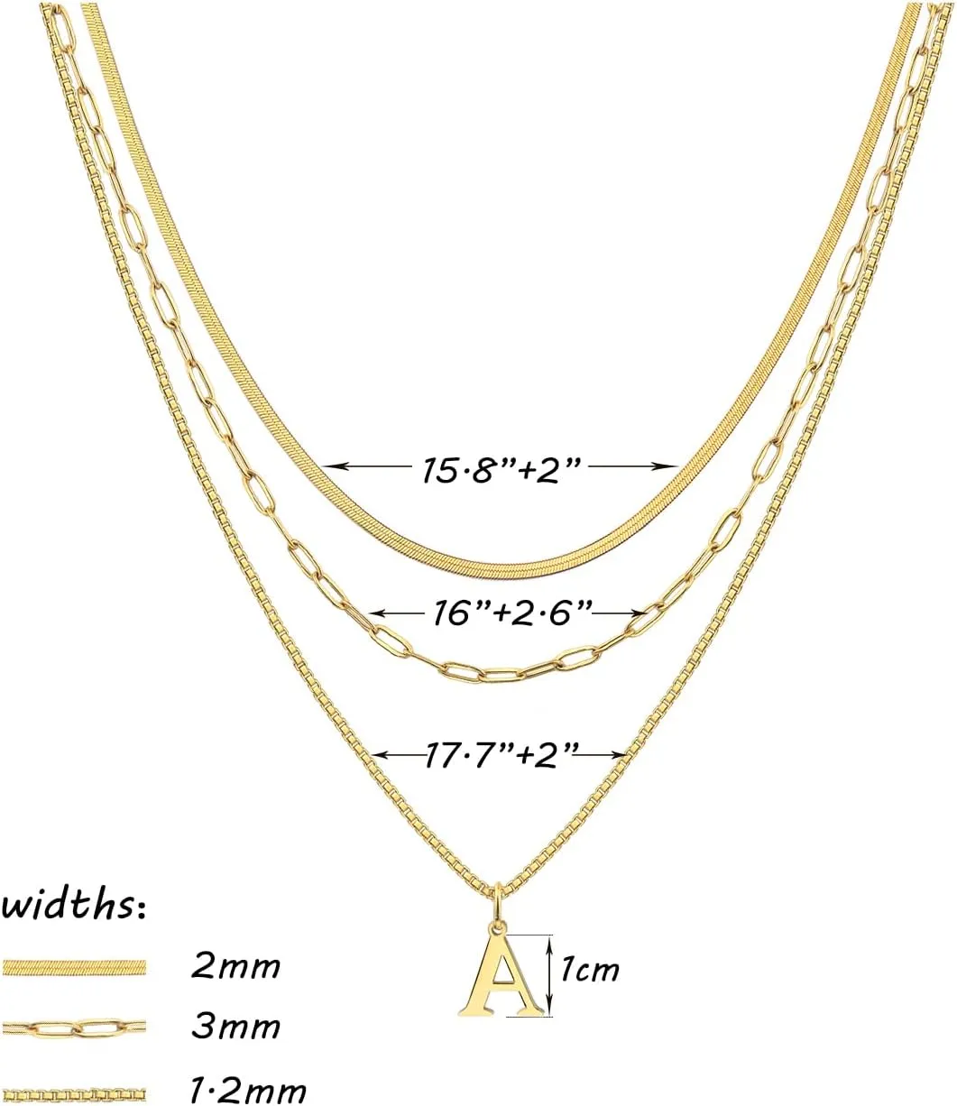 Layered Initial Necklaces for Women Gold Letter Necklace for Women