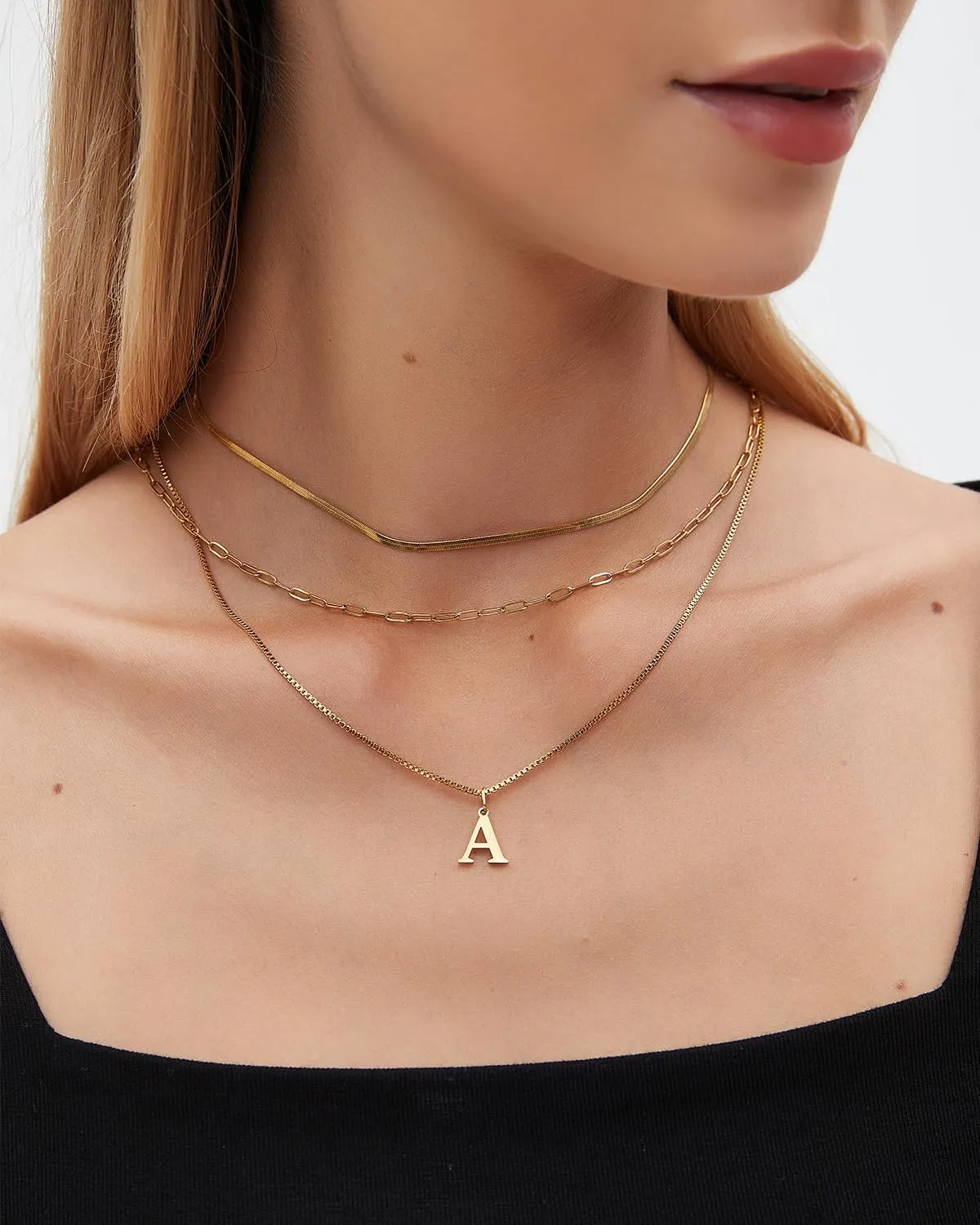 Layered Initial Necklaces for Women Gold Letter Necklace for Women