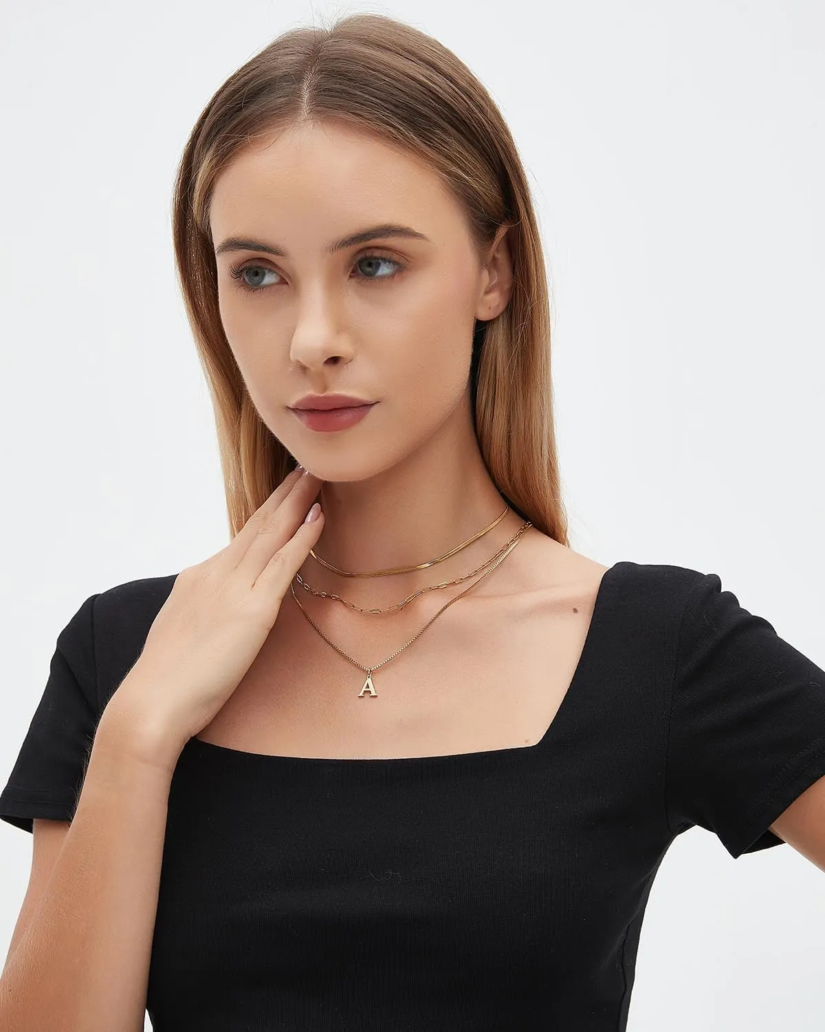 Layered Initial Necklaces for Women Gold Letter Necklace for Women