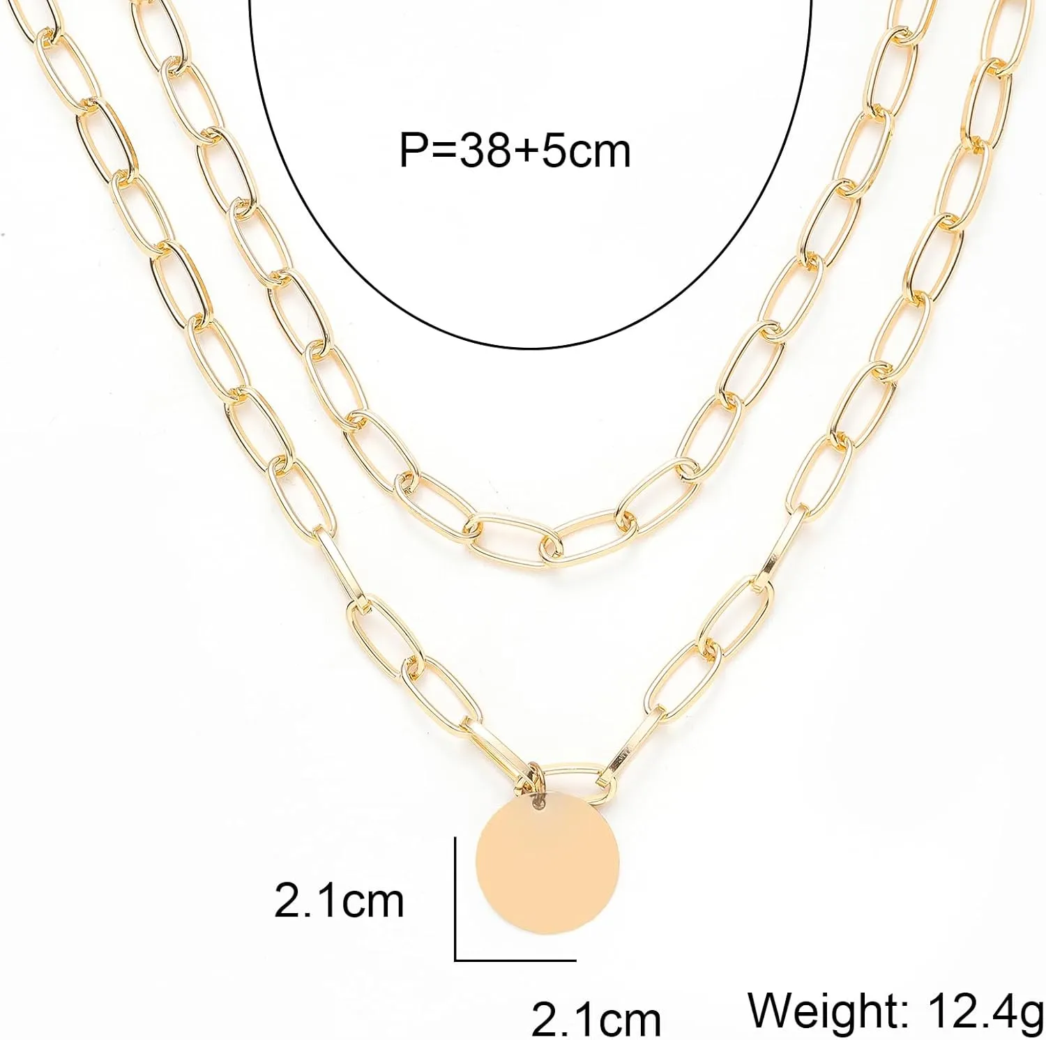 Layered Round Pendant Necklace Gold Plated Dainty Multilayer Choker Layering for Women Necklaces Stylish Minimalist Pendants Simple Chain Stacked Necklace Jewelry Gifts