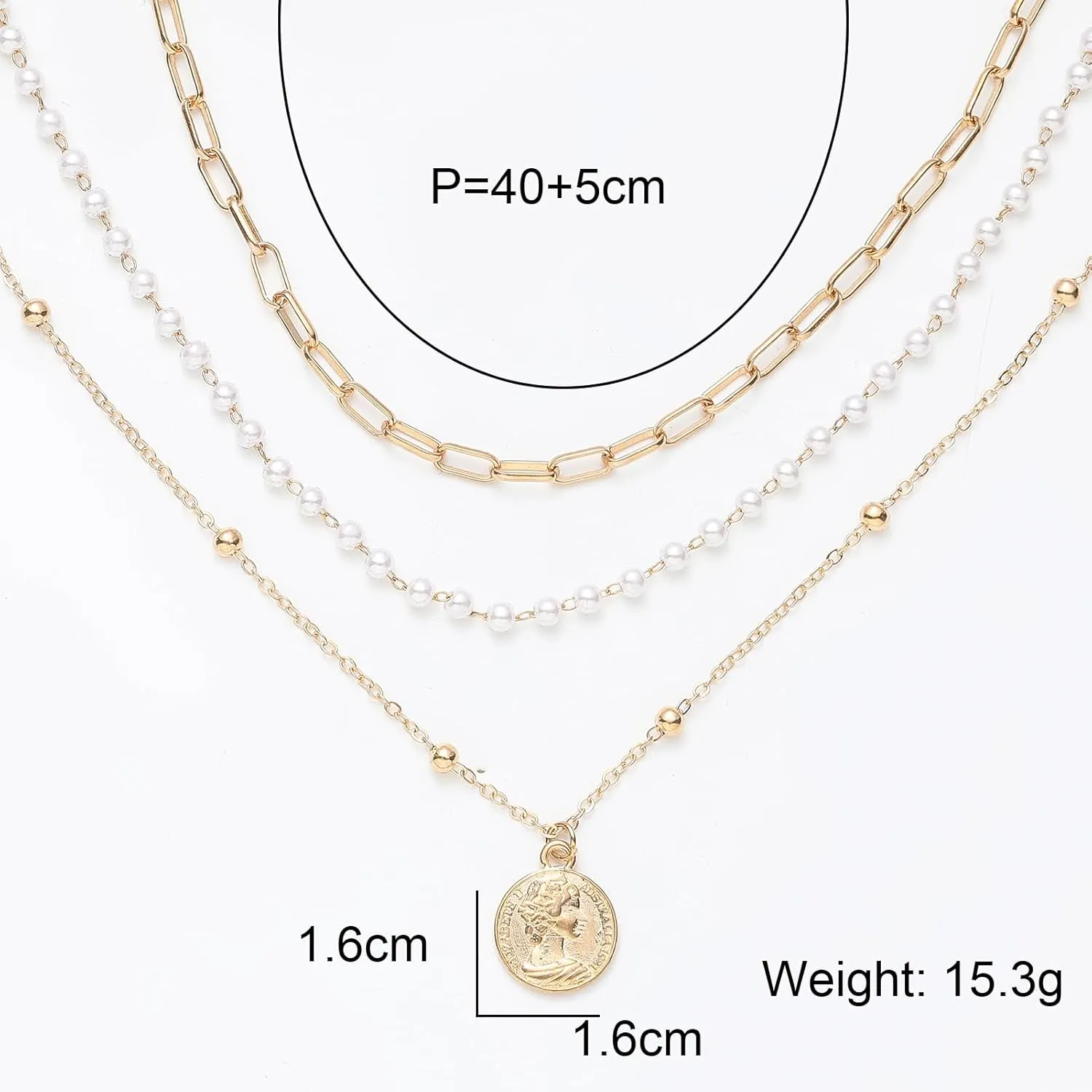 Layered Round Pendant Necklace Gold Plated Dainty Multilayer Choker Layering for Women Necklaces Stylish Minimalist Pendants Simple Chain Stacked Necklace Jewelry Gifts