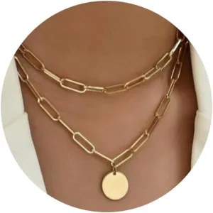 Layered Round Pendant Necklace Gold Plated Dainty Multilayer Choker Layering for Women Necklaces Stylish Minimalist Pendants Simple Chain Stacked Necklace Jewelry Gifts