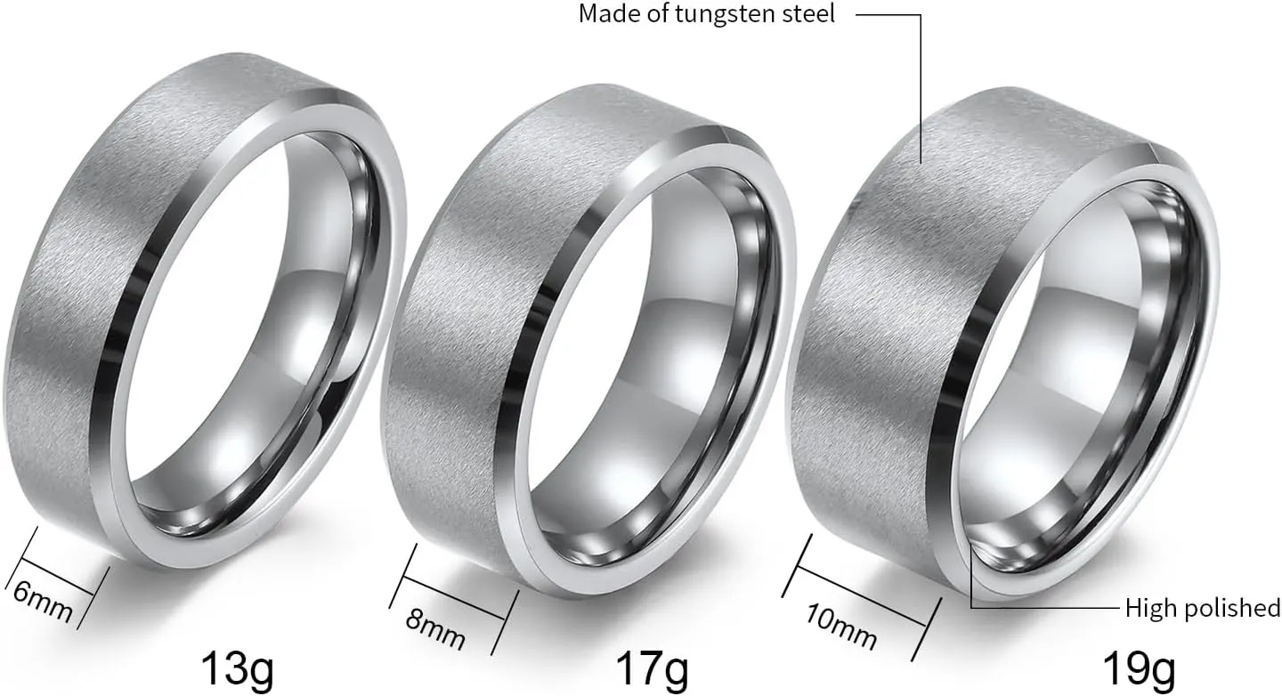 LCWQ Wide Index Finger Cross Ring Comfort Fit Christian Ring Faith Tungsten Ring Wedding Band Personalized Engraved Name Date Promise Rings for Men & Women, Size 7-13