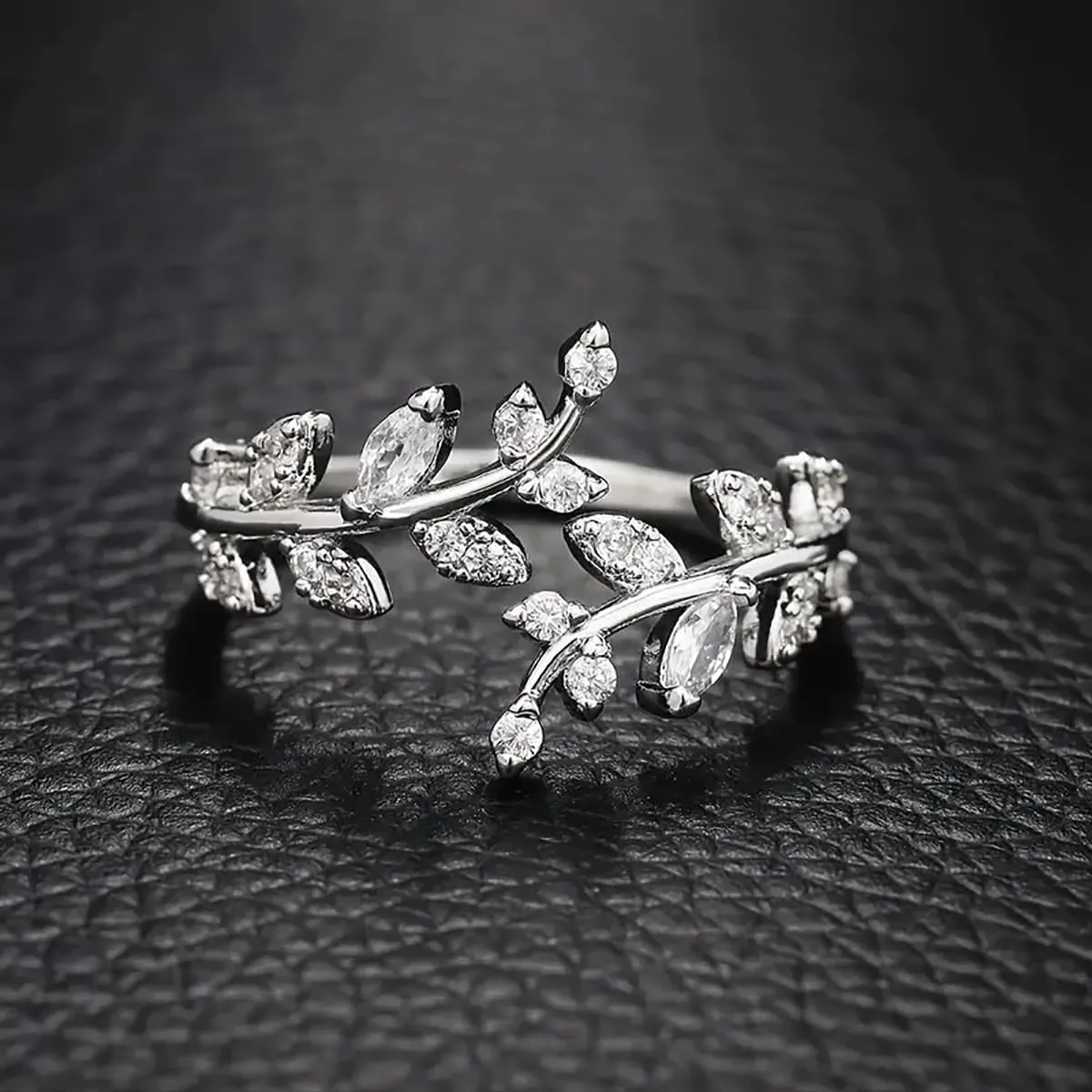 Leaf Wrap Rings For Women Gold Vine Rings Adjustable Silver Leaves Statement Hypoallergenic Open