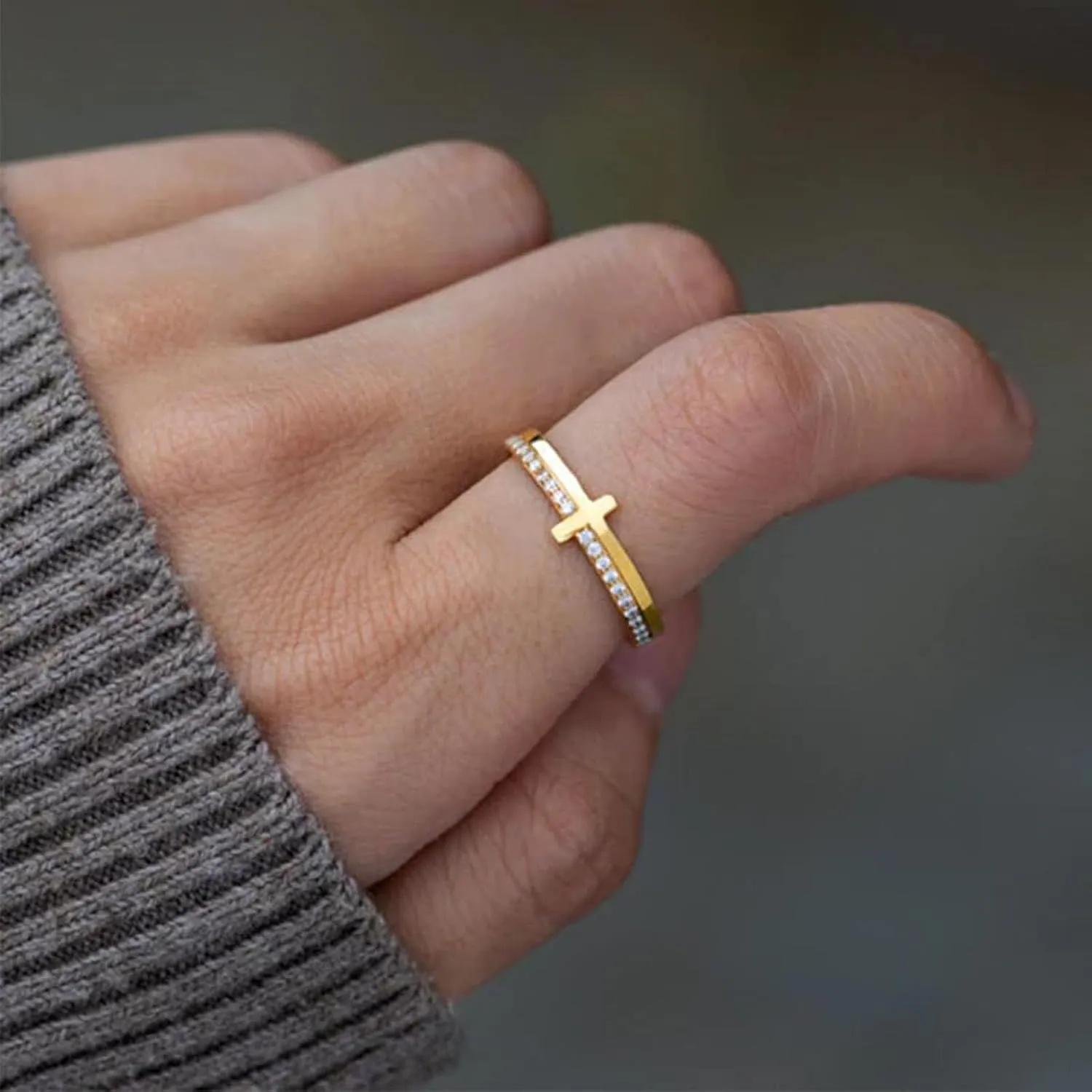 Let Go And Let God Ring , To My Daughter, Pray On It Golden Cross Ring Whenever You Feel Overwhelmed, Always Remember To Stackable Cubic Zirconia Cross Ring Pray Christian Baptism Religious Ring for Women