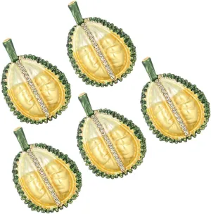 LIFKOME Cute Durian Brooch 5pcs Alloy Fruit Pins Lightweight Decorative Brooches for Boys and Girls Adults Fashion Accessory