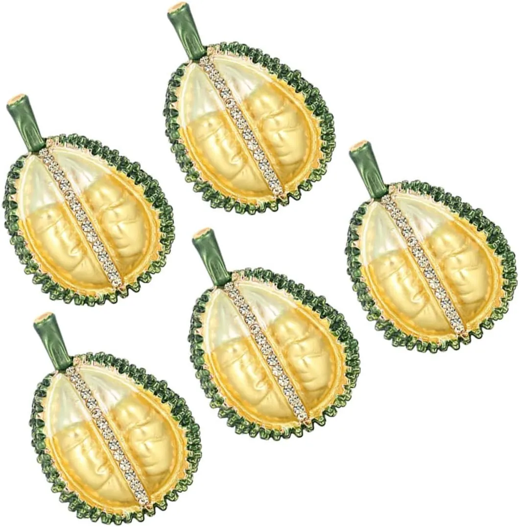 LIFKOME Cute Durian Brooch 5pcs Alloy Fruit Pins Lightweight Decorative Brooches for Boys and Girls Adults Fashion Accessory