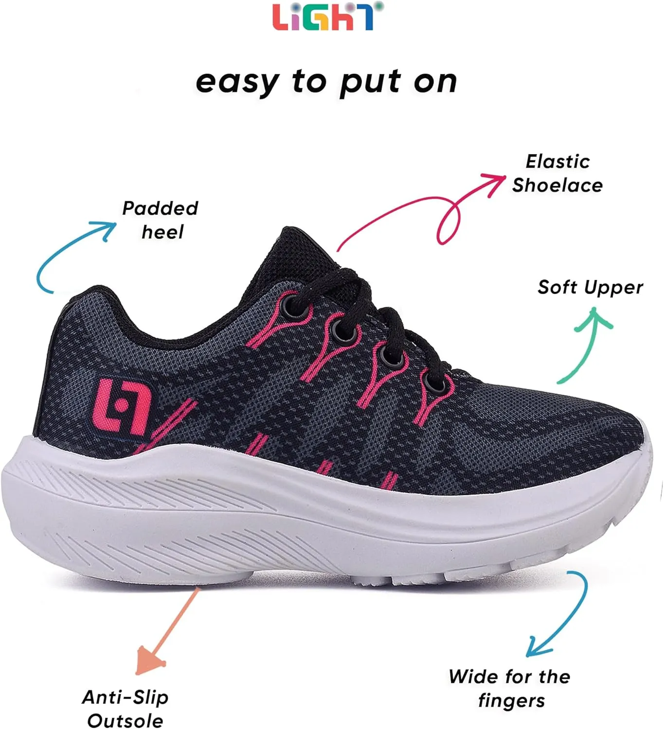 Light - Light Up Toddler Shoes for Girls Kit with Slipper - LED Toddler Girl Sneakers, Kids Sneakers, Easy to Put On, Toddler Girl Shoes,