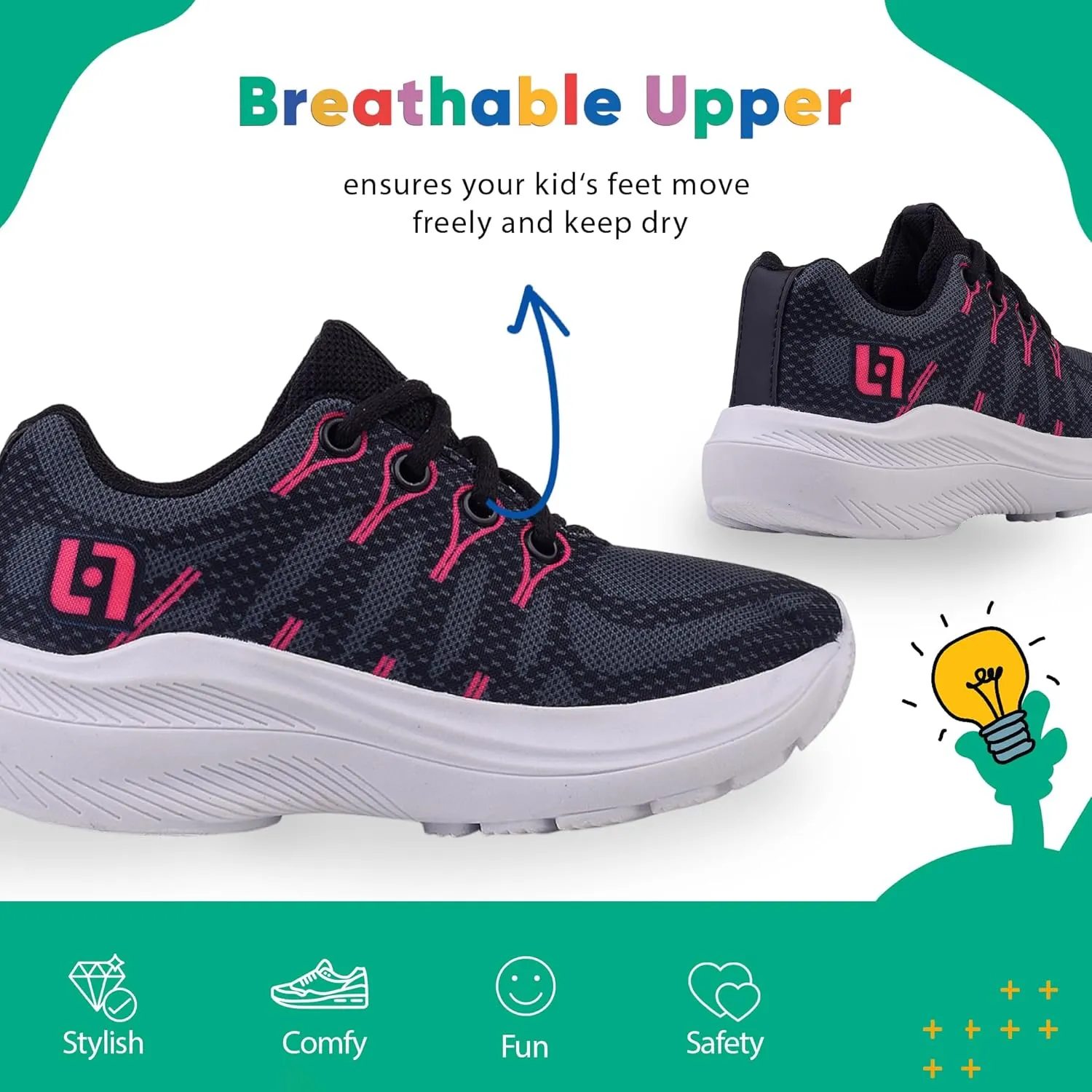 Light - Light Up Toddler Shoes for Girls Kit with Slipper - LED Toddler Girl Sneakers, Kids Sneakers, Easy to Put On, Toddler Girl Shoes,