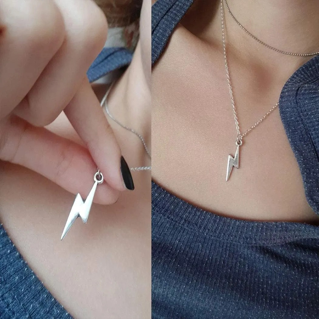Lightning Bolt Pendant Necklace Women Simple Charm Bar Choker Chain Jewelry for Women