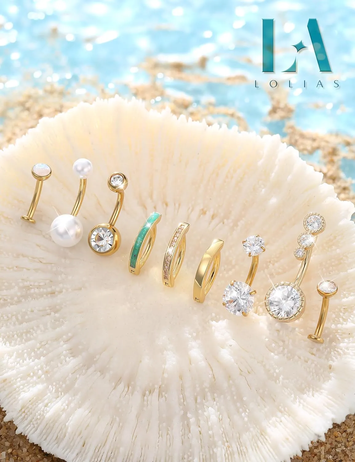 LOLIAS Silver/Gold Plated Belly Button Rings Surgical Stainless Steel Belly Rings CZ Clicker Belly Button Piercings for Women Navel Piercings Pack,Silver/Gold