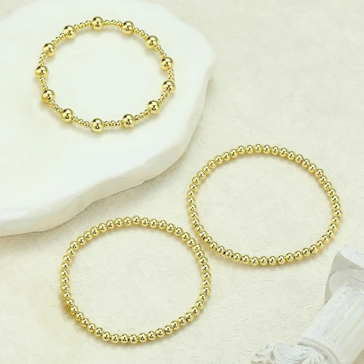 Long tiantian 5PCS Gold Beaded Bracelets for Women Non Tarnish Dainty Pearl Beaded Bracelet for Women Trendy Clay Bead Bracelets Stack Stretch Bracelets for Women Gifts 2025
